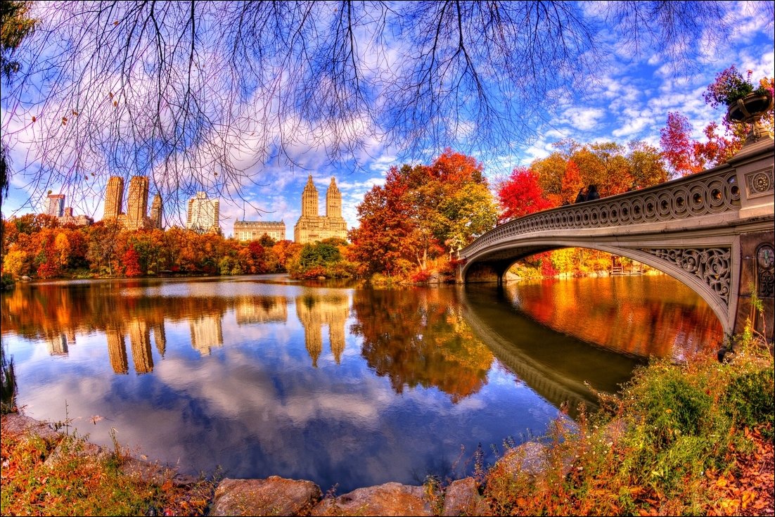 Осень мост речка